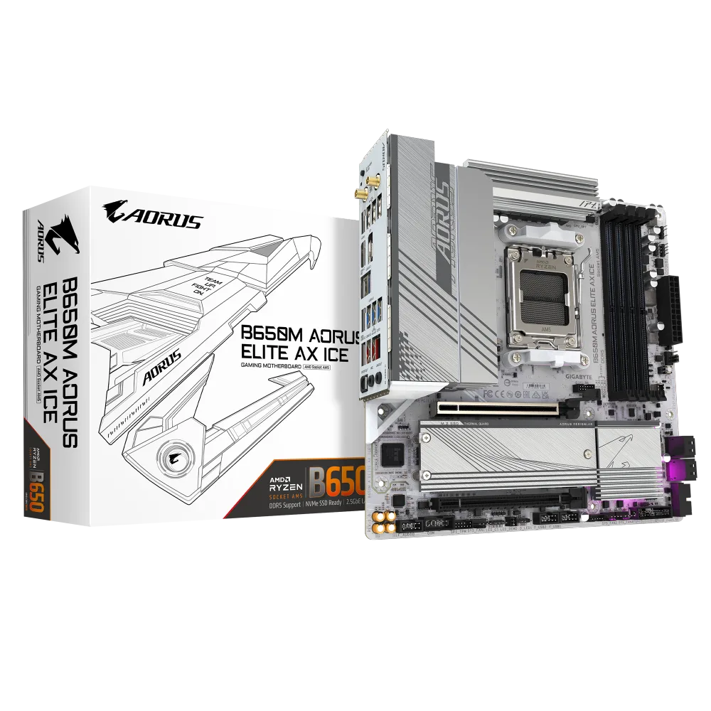 לוח Gigabyte B650M A ELITE AX ICE ATX AM5 WIFI BT PCIE5.0 White