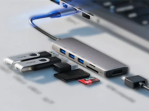 תחנת עגינה Netac WF14 Type-C 3.1 to USB 3.0X3 Card Reader HDMI