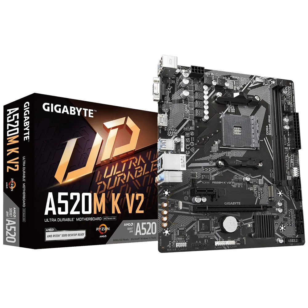 לוח אם Gigabyte AMD A520M K V2 rev 1.1 DDR4 For AM4