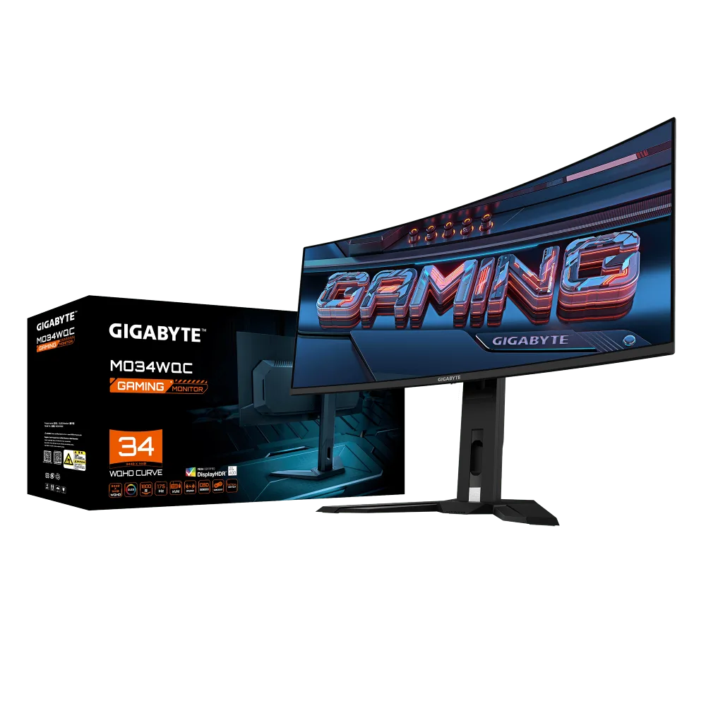 מסך קעור GIGABYTE MO34WQC Curved 2K WQHD 34 QD-OLED 0.03ms 175Hz