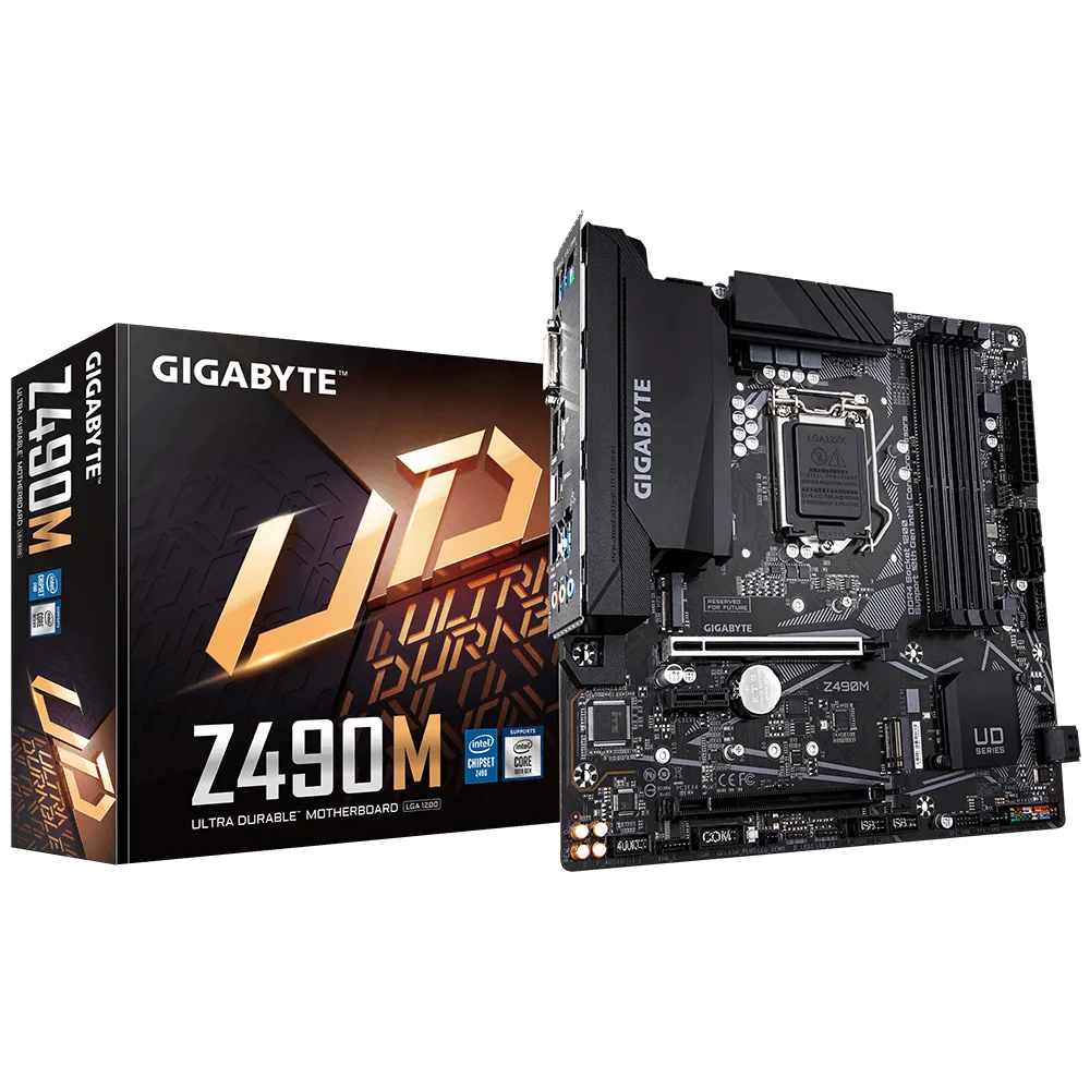 לוח אם משופץ דור 10 Gigabyte Z490M Micro-ATX DVI HDMI DP