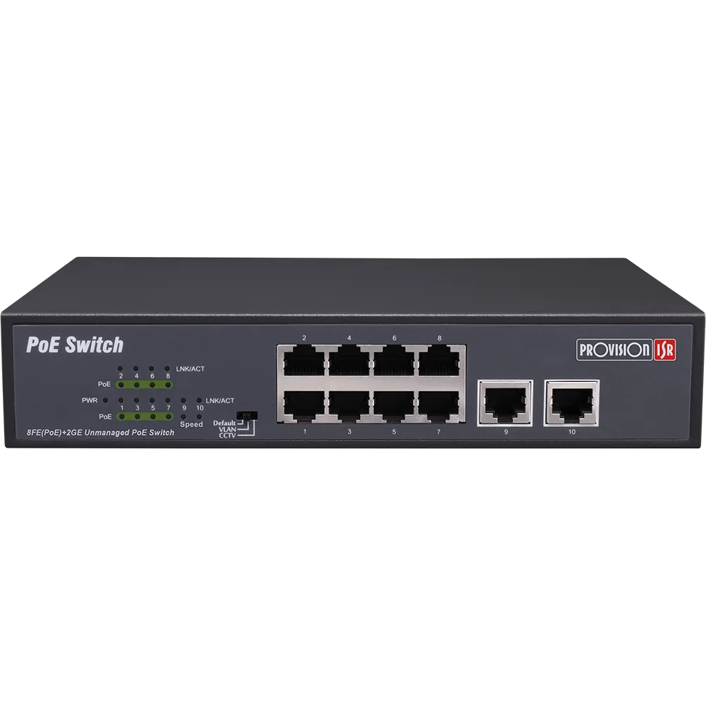 סוויץ' ל-8 ערוצים Provison PoES-08120C plus 2 10/100 POE