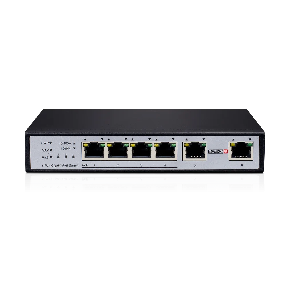 סוויץ עד 60 וואט Provision POE 4 PORTS 1Gbps and 2 Ports Uplink