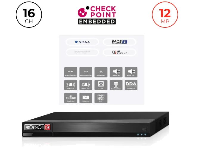 מכשיר הקלטה NVR 16CH 12MP IP 1U Face Recognition and Alarm