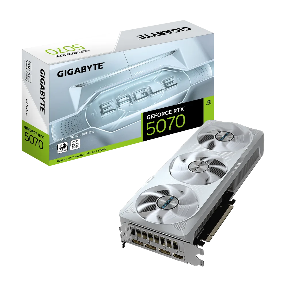 כ.מסך GIGABYTE GeForce RTX 5070 EAGLE OC ICE SFF 12G