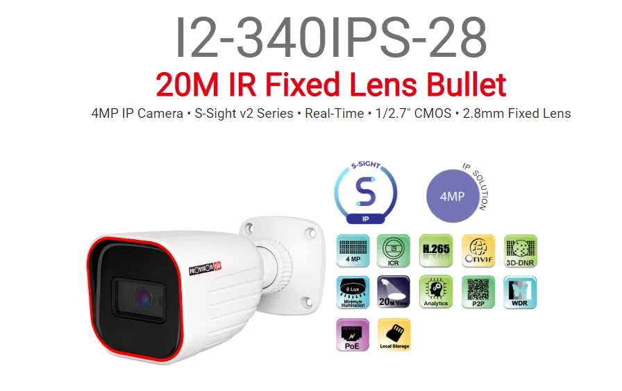 מצלמת צינור Provision BSH-340IPSN-28 IP POE 4MP 2.8