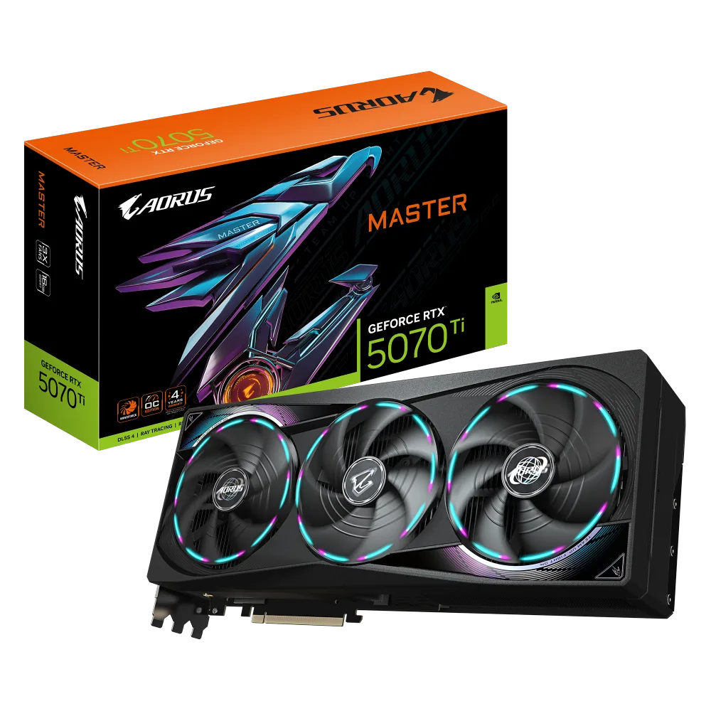 כרטיס מסך GIGABYTE AORUS GeForce RTX 5070 Ti MASTER 16G