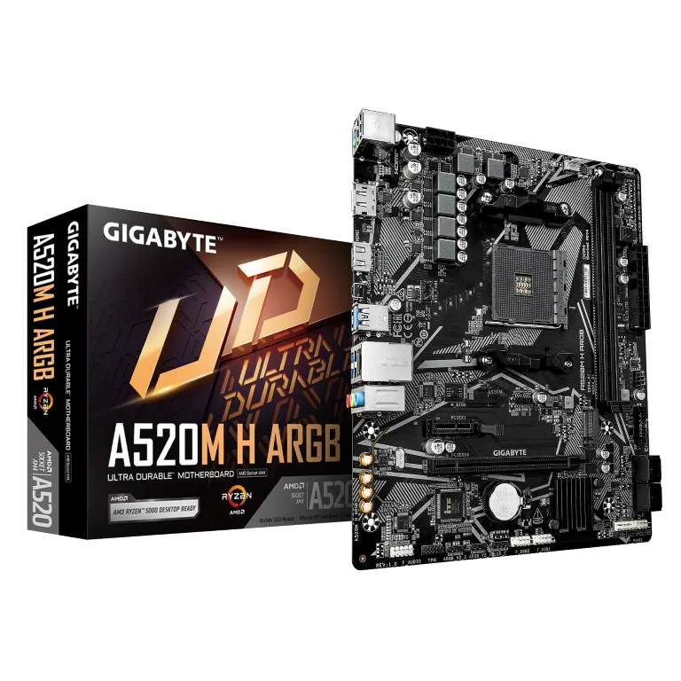 לוח אם Gigabyte A520M H ARGB AM4 DDR4 Micro-Atx HDMI DP