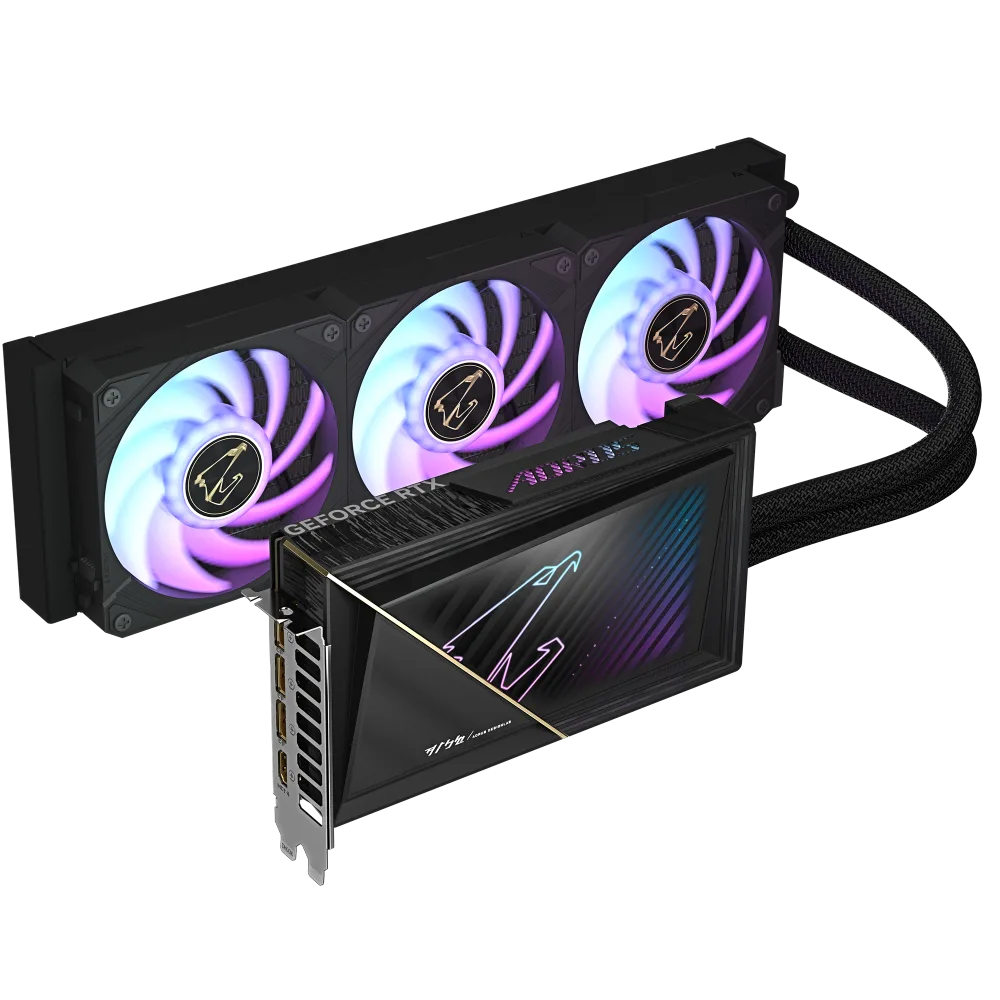 כ.מסך AORUS GeForce RTX 5080 XTREME WATERFORCE 16G 360MM RADIATOR