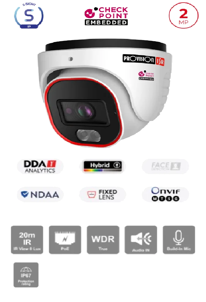 מצלמת כיפה PROVISION DH-320IPSN-28 2MP IP FIXED LENSE POE 2.8mm