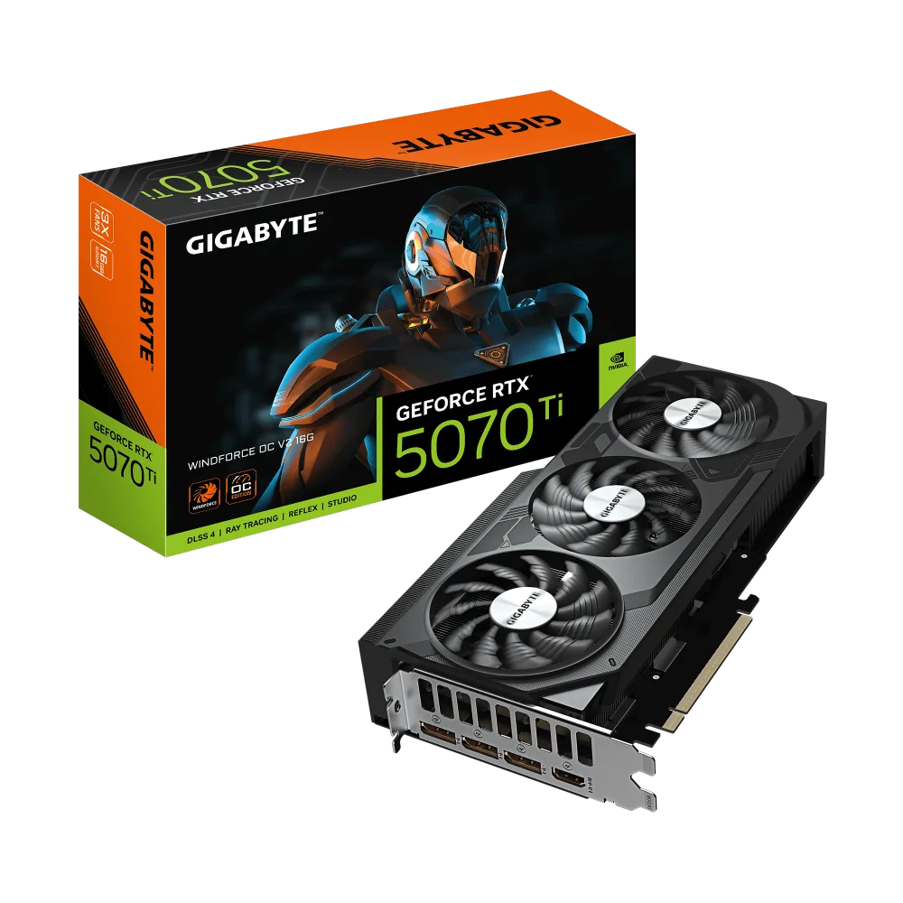 כרטיס מסך GIGABYTE GeForce RTX 5070 Ti WINDFORCE OC V2 16G