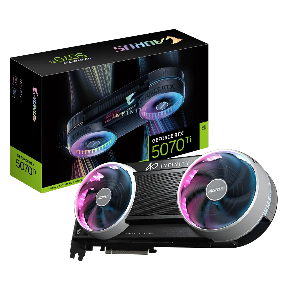 כרטיס AORUS GeForce RTX 5070 Ti INFINITY 16G WINDFORCE HYPERBURST