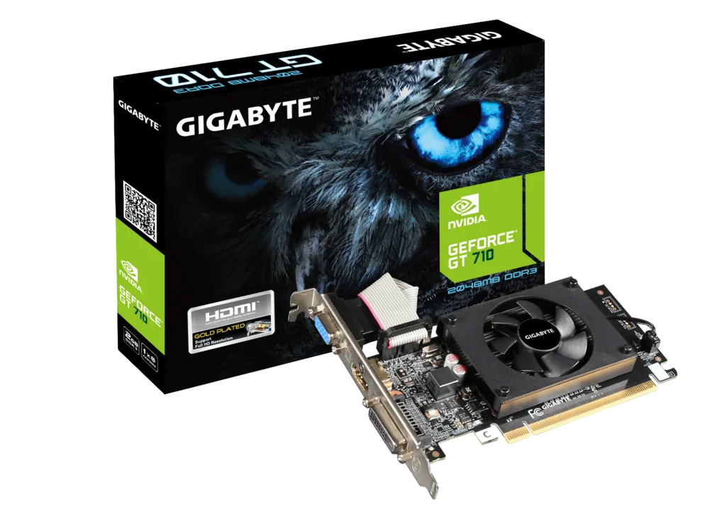 כרטיס מסך Gigabyte GT 710 2GB 2.0 VGA DVI HDMI Low Profile