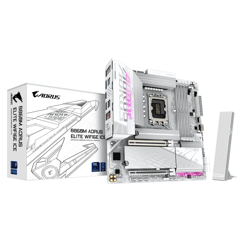 לוח למעבד דור 15 Gigabyte B860M AORUS ELITE WIFI6E ICE ATX 2.5GB