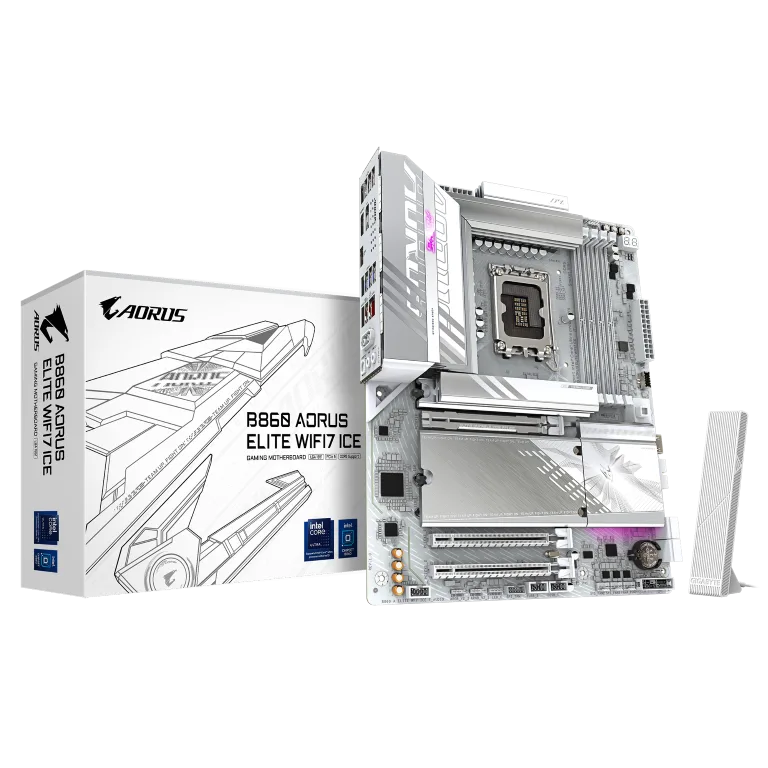לוח למעבד דור 15 Gigabyte B860 A ELITE WIFI7 ICE ATX 2.5GB LAN