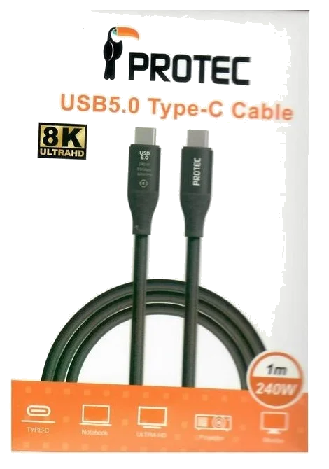 CABLE USB5.0 TYPE-C TO TYPE-C 1M 240W 8K PROTEC