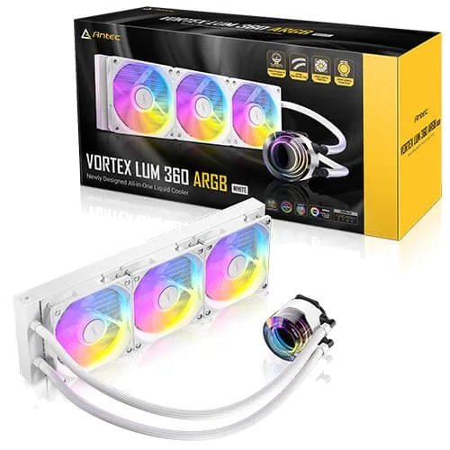 קירור נוזלי משולש לבן ANTEC VORTEX LUM 360 WHITE ARGB 280W TDP