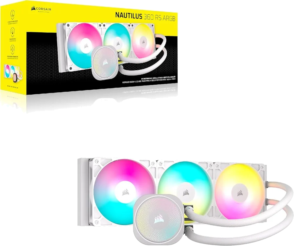קירור נוזלי לבן Corsair iCUE NAUTILUS 360 RS White 360mm AIO