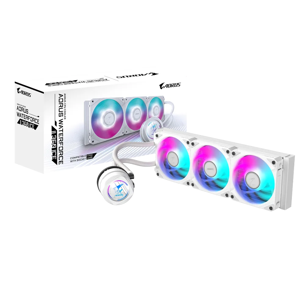 נוזלי משולש לבן Gigabyte AORUS WATERFORCE II 360 ICE 360mm ARGB