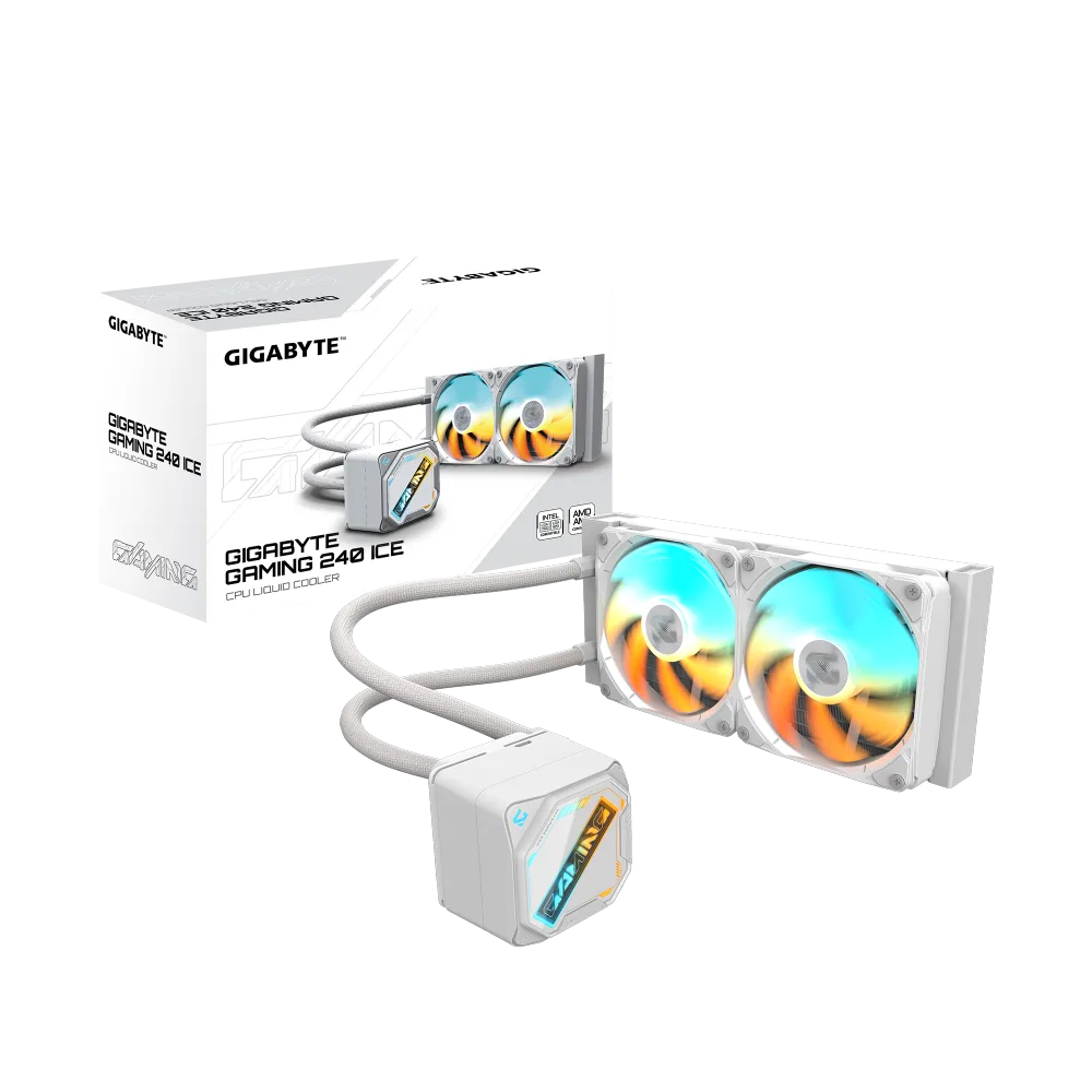 קירור נוזלי כפול Gigabyte Gaming 240 ICE 2XARGB 120MM Fan White