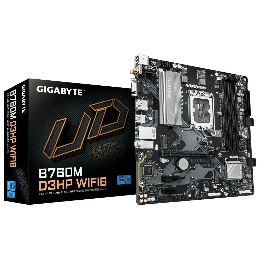 לוח אם אינטל GIGABYTE B760M D3HP WIFI6 mATX DP HDMI VGA LGA1700