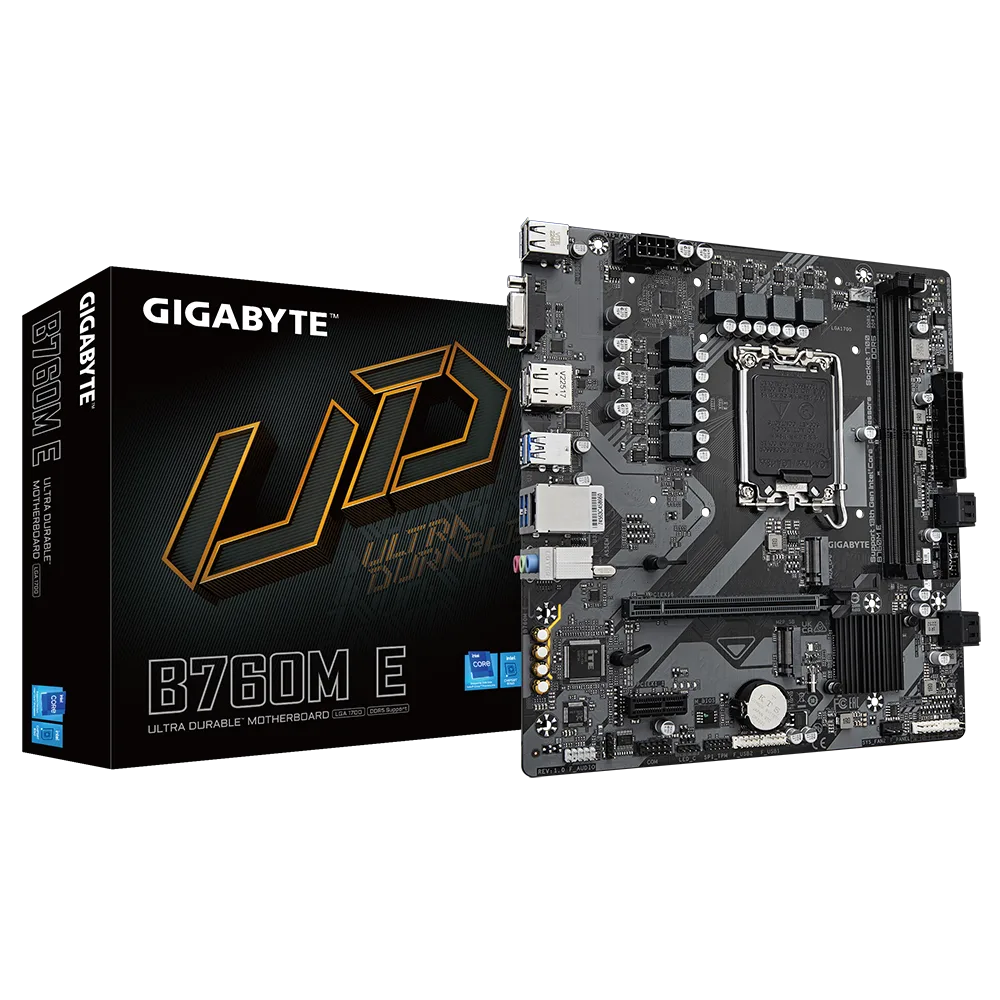 לוח אם אינטל GIGABYTE B760M E DDR5 DP HDMI VGA 1GbE lan LGA1700