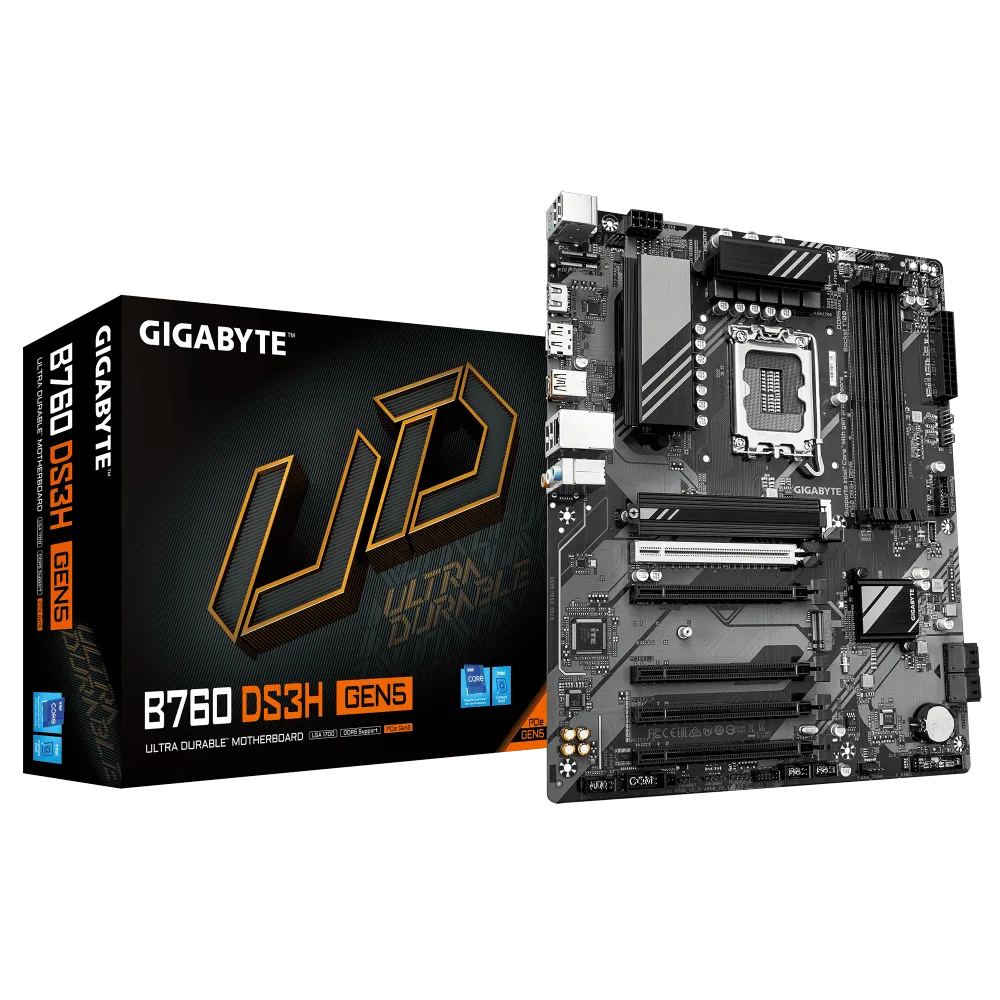 לוח אם אינטל Gigabyte B760 DS3H DDR5 Gen5 ATX DP HDMI LGA1700