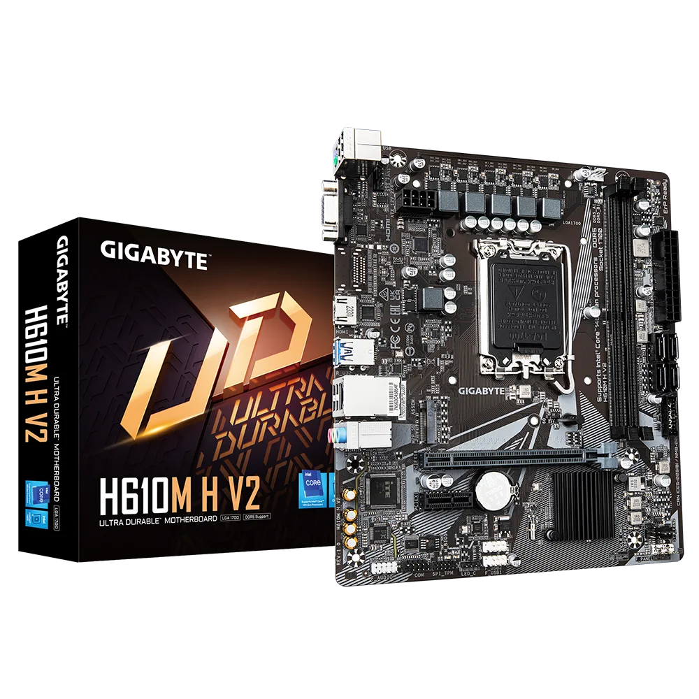 לוח לאינטל דור 12-14 Gigabyte H610M H V2 DDR5 VGA HDMI