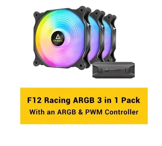 מאווררים למארז Antec F12 Racing 120mm ARGB 3 Pack Fan+Controller
